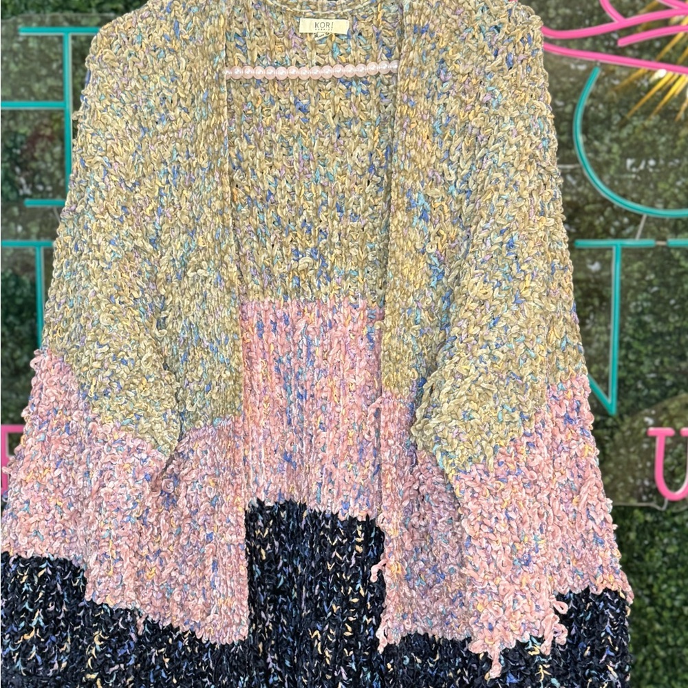 Kori Chunky Multicolor Knit Cardigan NWOT S/M‎ Multicolor